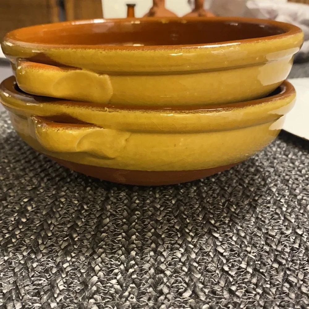 Clay Ceramic Mustard/Brown Clay Bowls Set 6 3/4”